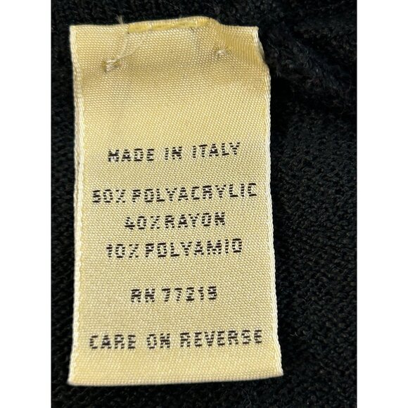 Pronto Uomo Men’s Vtg Black Sweater M Italy Collared 2- Button Geometric Solid - Picture 6 of 14